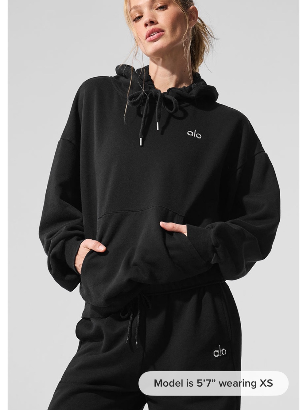 ALO Yoga Black Crewneck Hoodie Sweatshirt